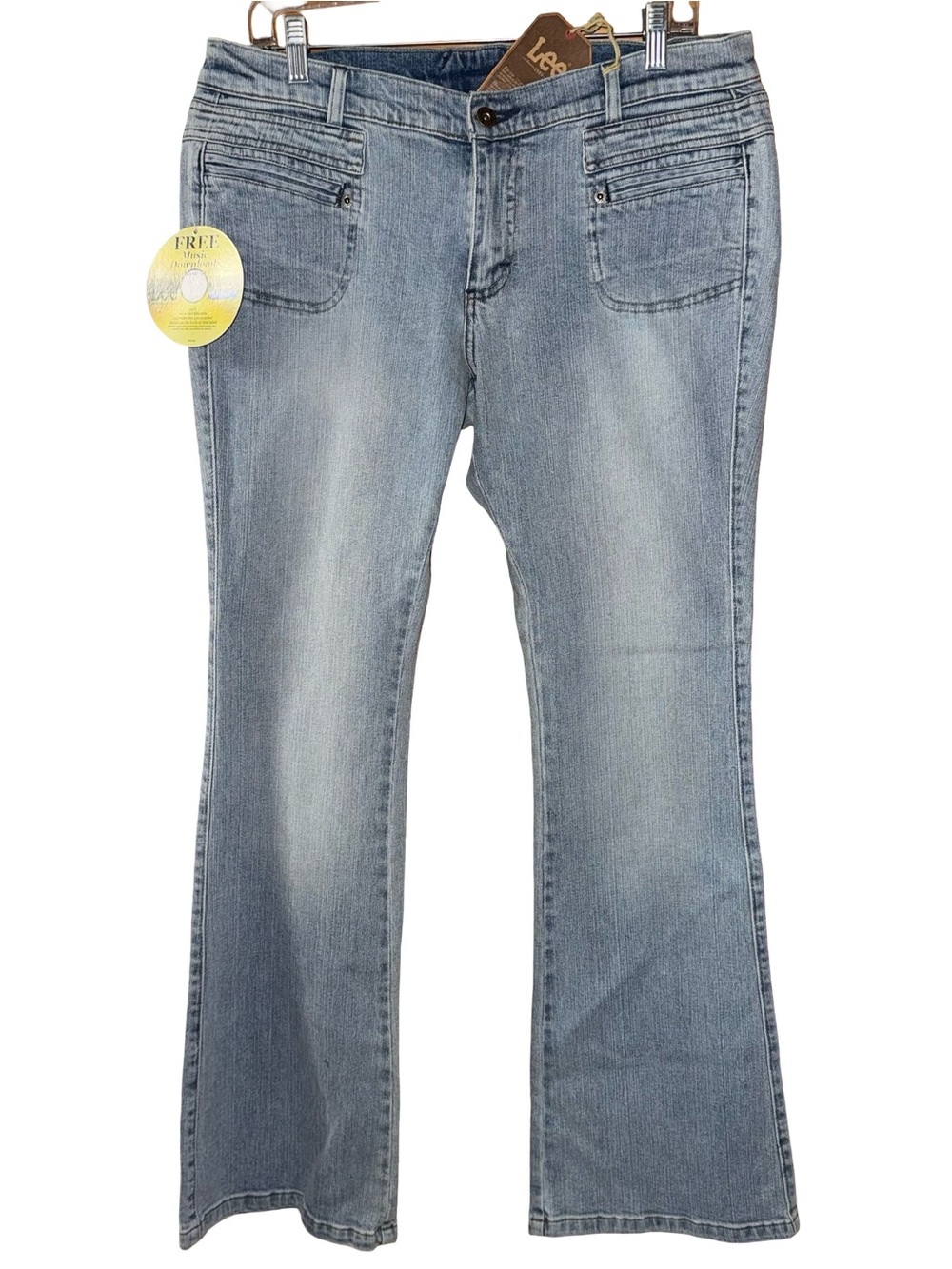 NWT Vintage Y2K Lee Light Blue Flare Jeans Pocketless Back Retro Western 13M